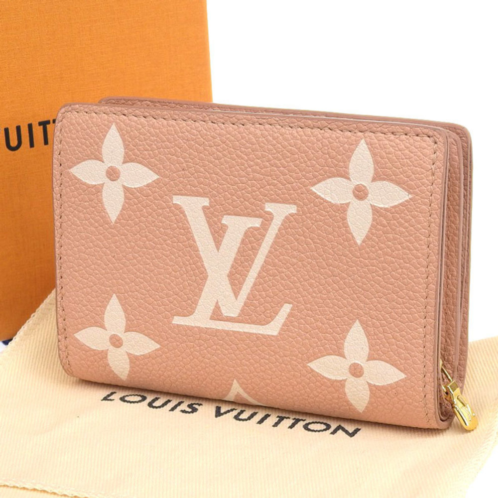 Louis Vuitton Bicolor Creme Trianon Portefeuille Rose Claire Empreinte